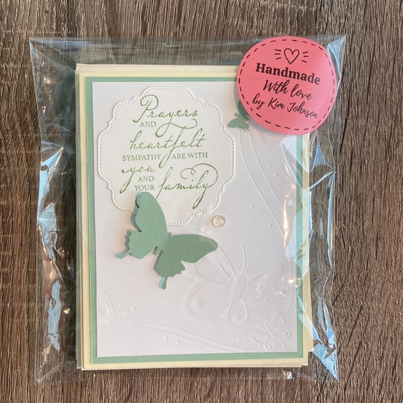 5 pk Hand Crafted Assorted Color Sympathy Cards Blank Inside CoordinatiEnvelopes - Picture 7 of 11